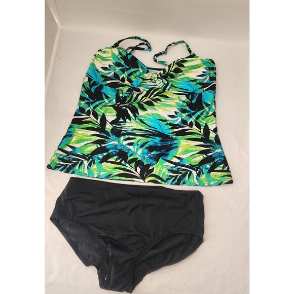 Swim suits for all 2 Pc Blue & Green Tropical Women's Swimsuit - Picture 3 of 7